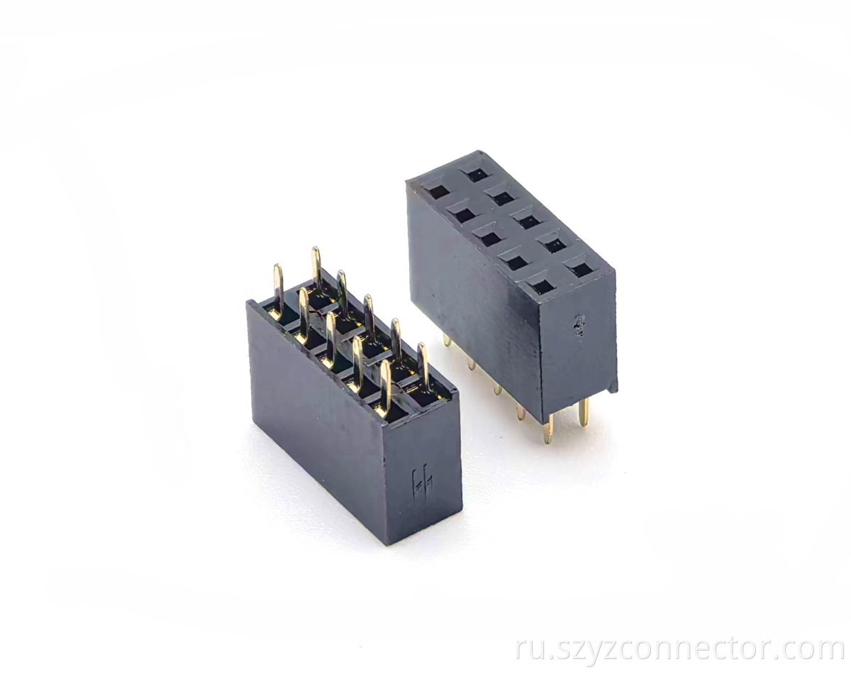 Разъем с внутренней резьбой 2,54 мм, двухрядный, прямой, H8,5 мм, U-тип 2*5P 2.54mm Pitch Female Header Connector Dual Row Straight H8.5mm U-type 2*5P